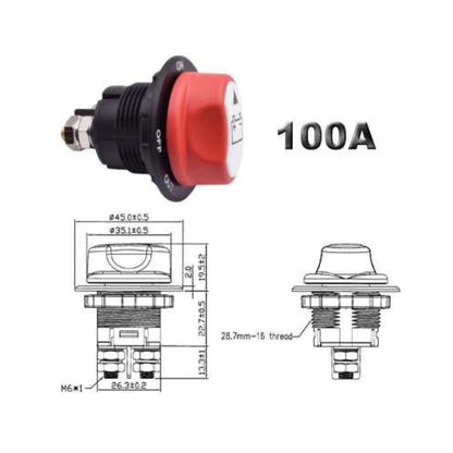 Cut-Off Battery Isolator Kill/ Disconnect Switch (100A)