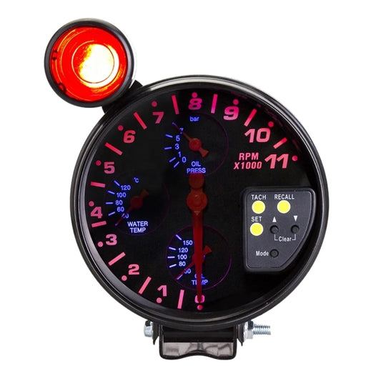 Auto 4-in-1 Tachometer: RPM/ Water/ Oil Temp / Oil Pressure (5-inch)