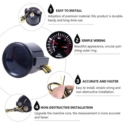 Automotive Bar Boost Gauge - Black (52mm)
