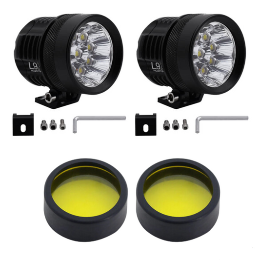 Motorcycle Spotlights with Yellow Lens Set (L9X)