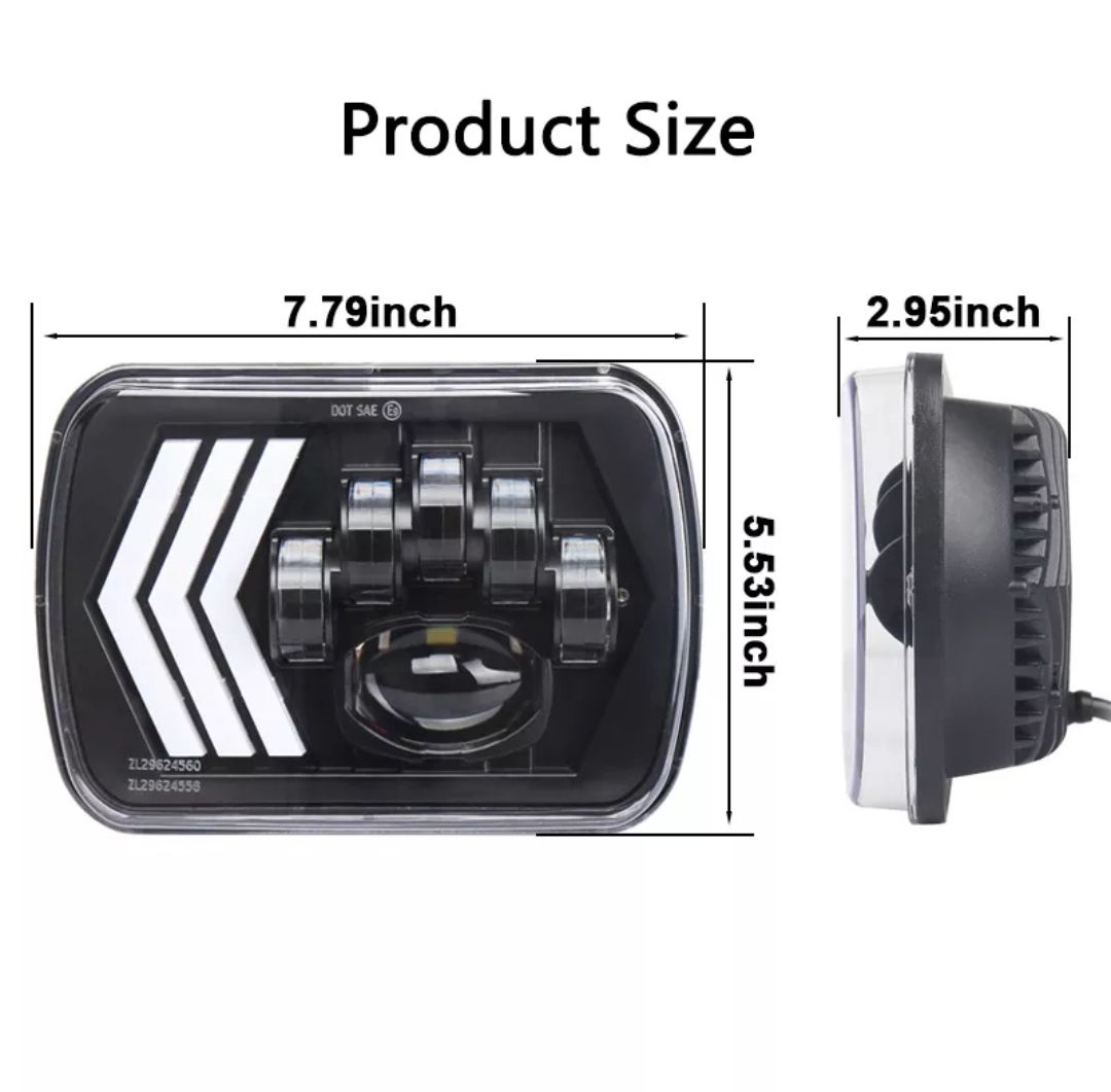 LED Headlight with DRL & Indicator Function Set of 2 - 7x6 5x7