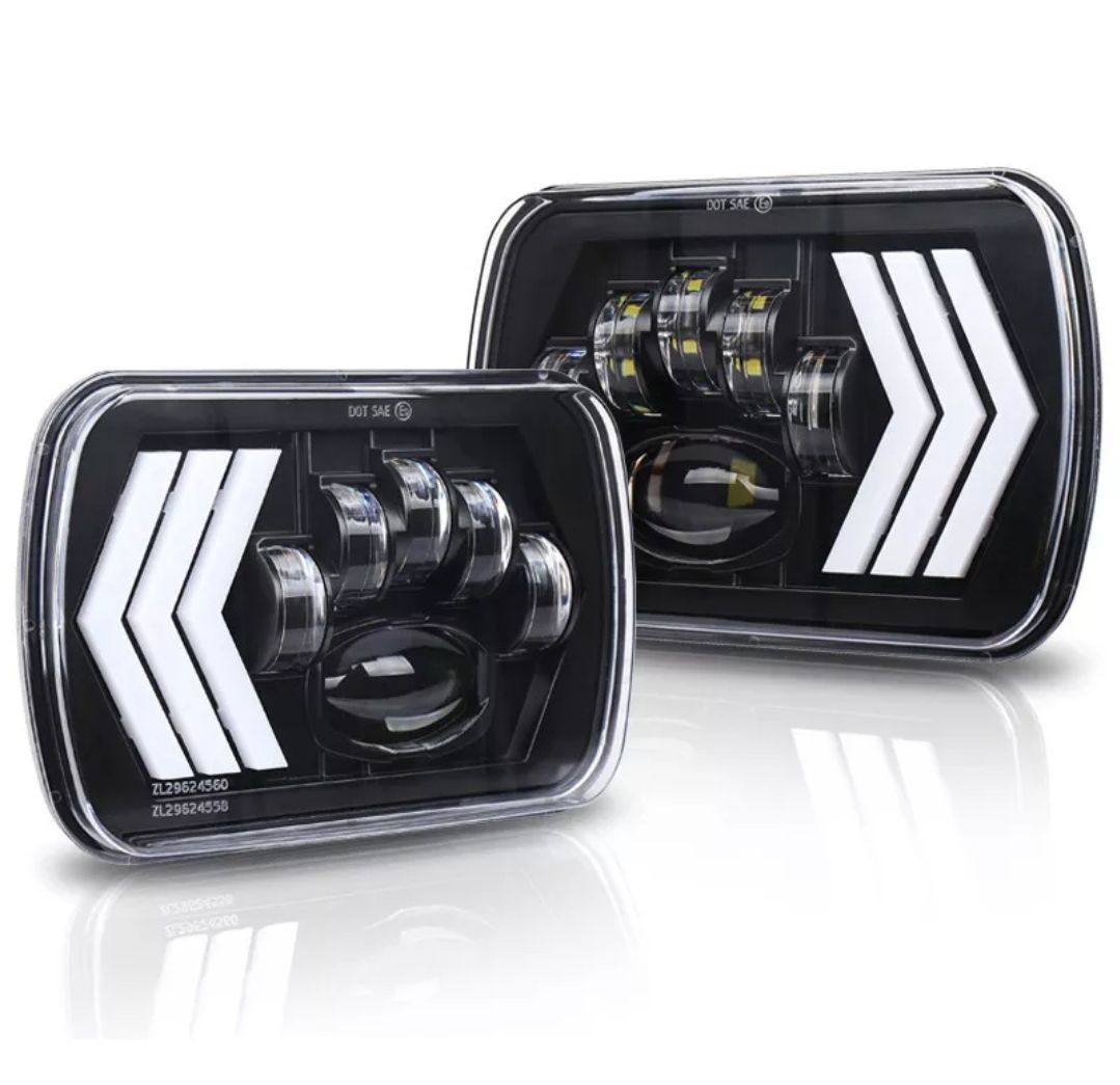 LED Headlight with DRL & Indicator Function Set of 2 - 7x6 5x7