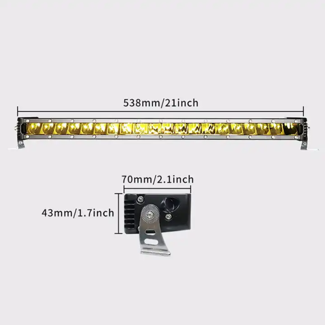Auto Single Row Yellow LED Light Bar: 20-Inch (200W)