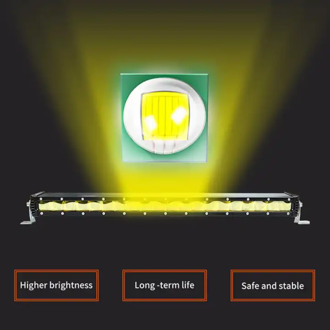 Auto Single Row Yellow LED Light Bar: 20-Inch (200W)
