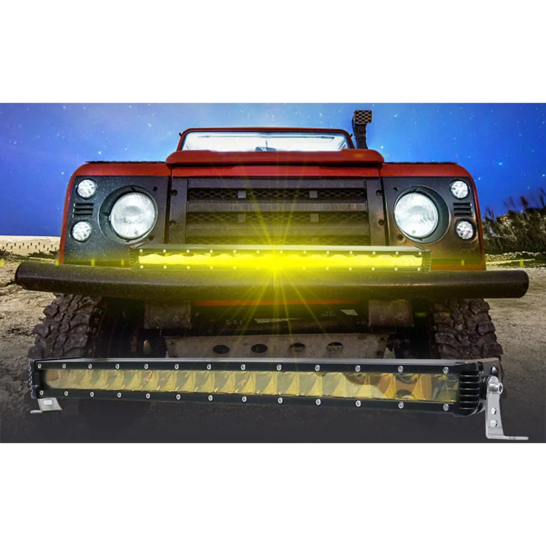 Auto Single Row Yellow LED Light Bar: 20-Inch (200W)