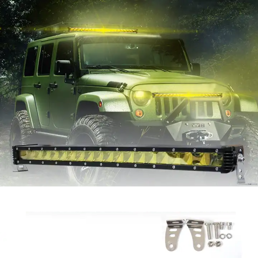 Auto Single Row Yellow LED Light Bar: 20-Inch (200W)