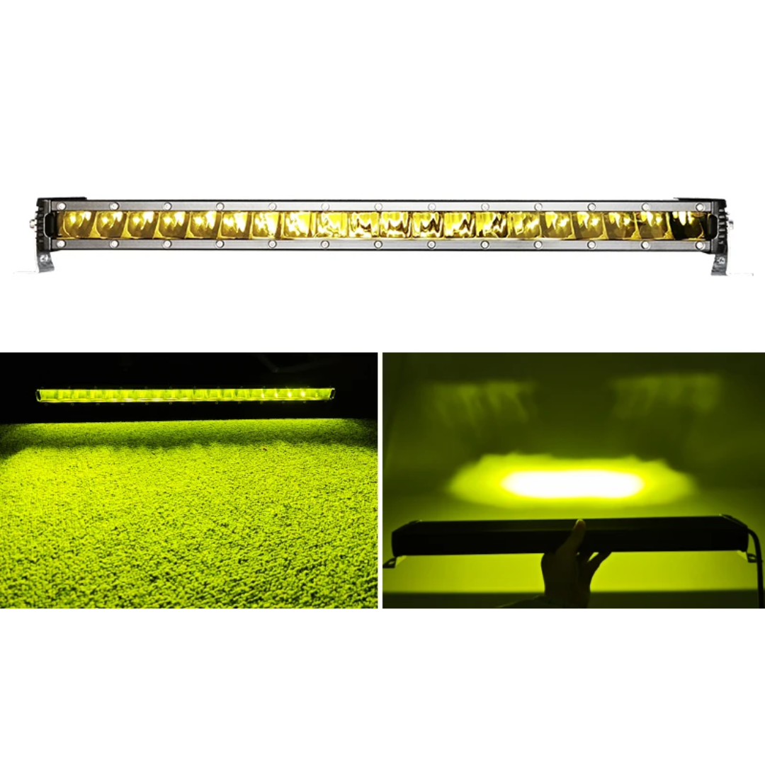 Auto Single Row Yellow LED Light Bar: 20-Inch (200W)