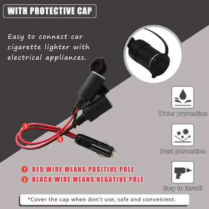Power Adapter Cigarette Lighter Splitter Male Plug to 2 Female Sockets