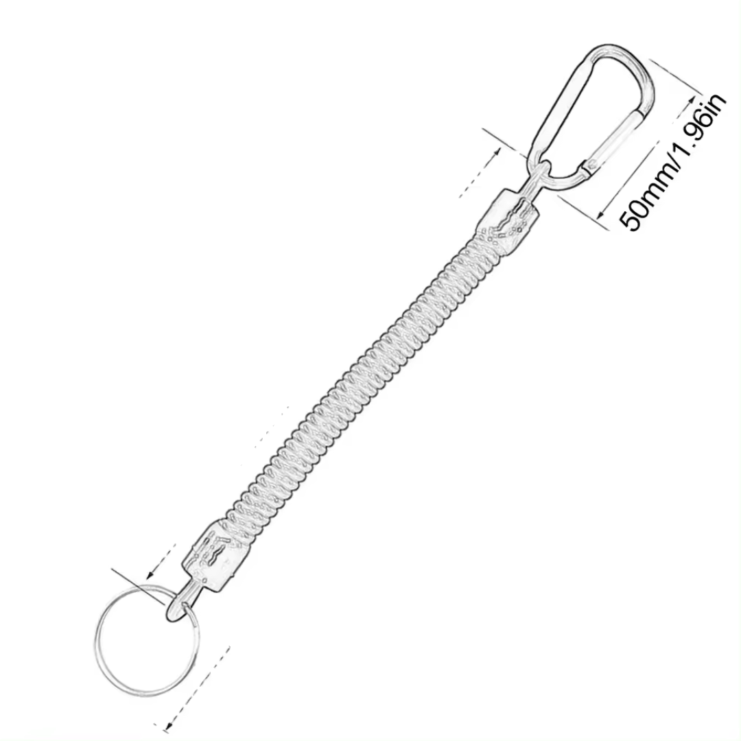 Spring Elastic Rope Keychain & Carabiner - 6 Piece