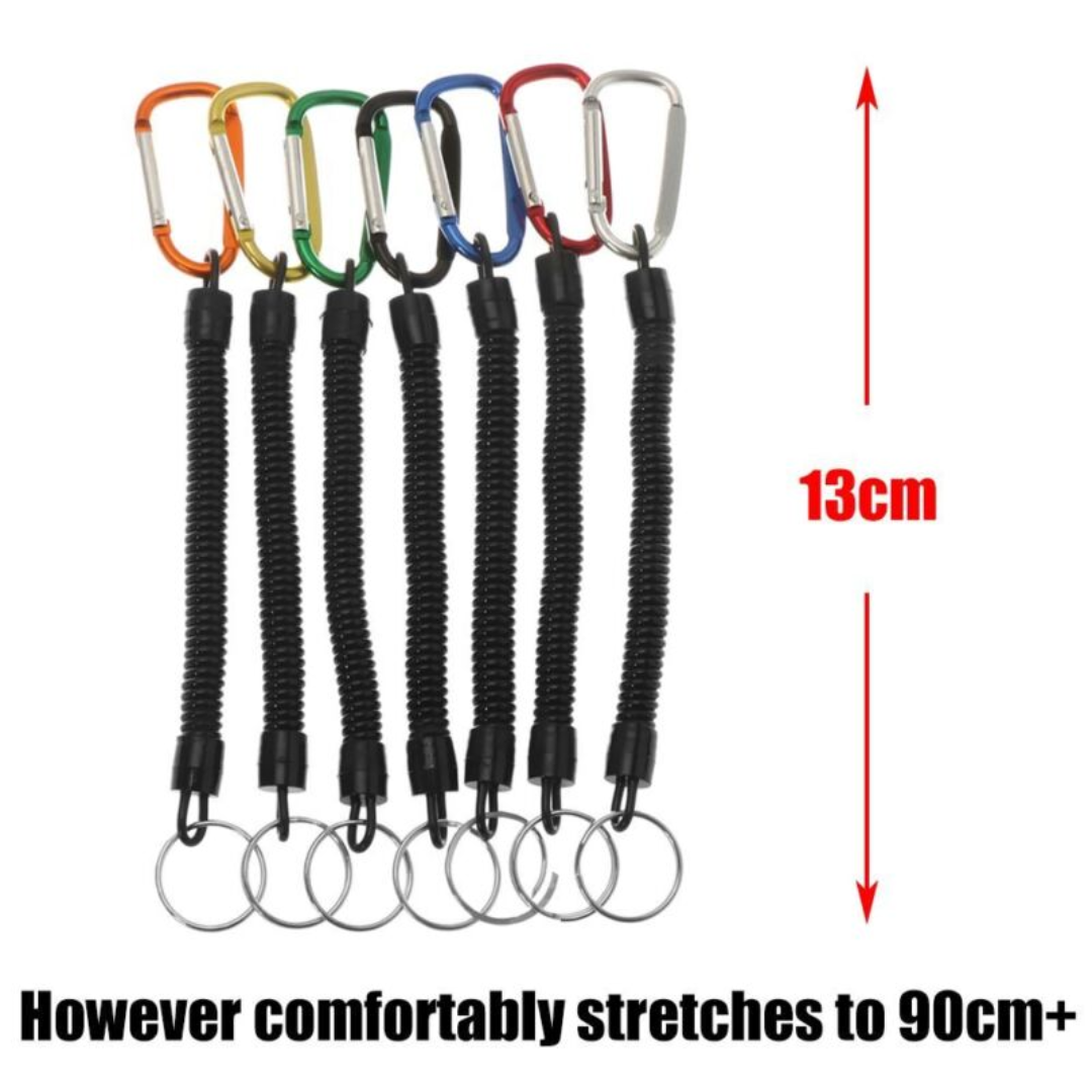 Spring Elastic Rope Keychain & Carabiner - 6 Piece