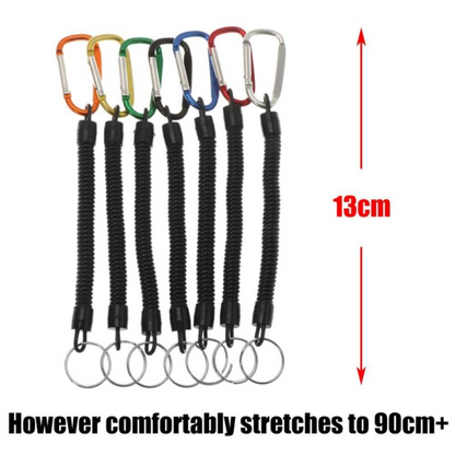 Spring Elastic Rope Keychain & Carabiner - 6 Piece