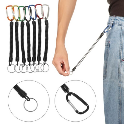 Spring Elastic Rope Keychain & Carabiner - 6 Piece