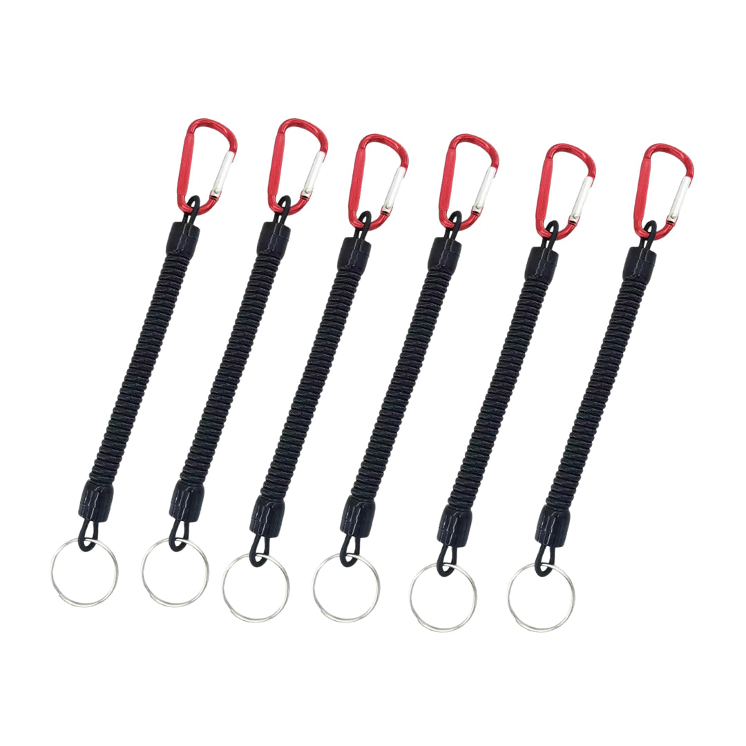 Spring Elastic Rope Keychain & Carabiner - 6 Piece