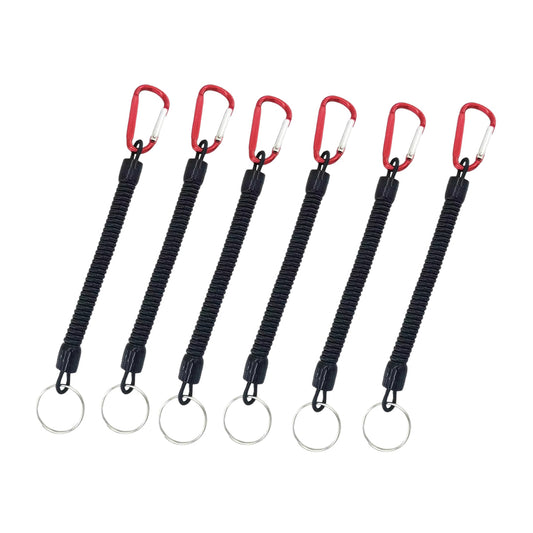 Spring Elastic Rope Keychain & Carabiner - 6 Piece