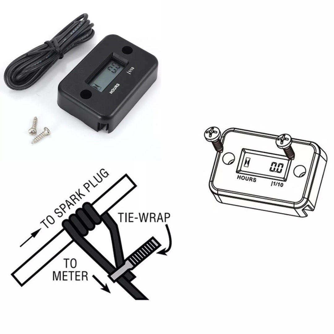 Universal Motorcycle Hour Meter - Black