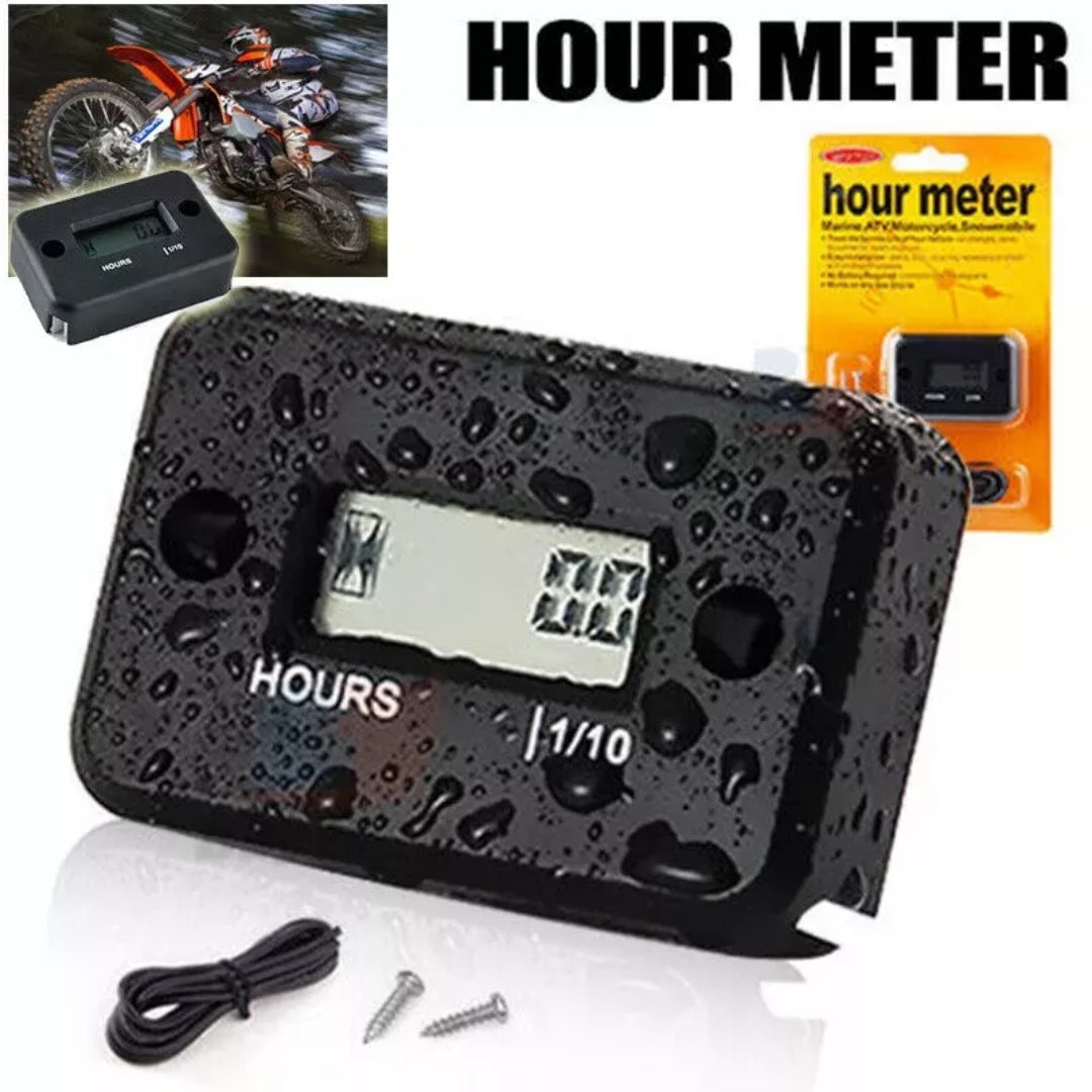 Universal Motorcycle Hour Meter - Black