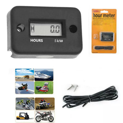 Universal Motorcycle Hour Meter - Black