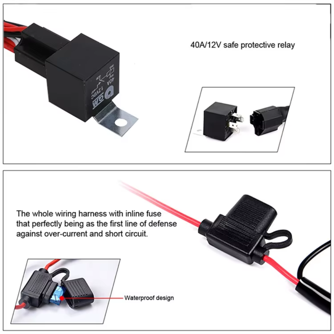 Motorcycle Wiring Harness & Handlebar Switch for Spot Light: (2.2m)