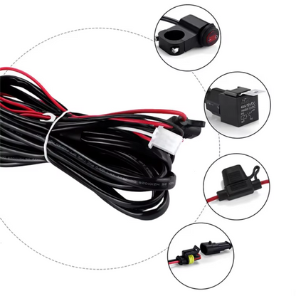 Motorcycle Wiring Harness & Handlebar Switch for Spot Light: (2.2m)