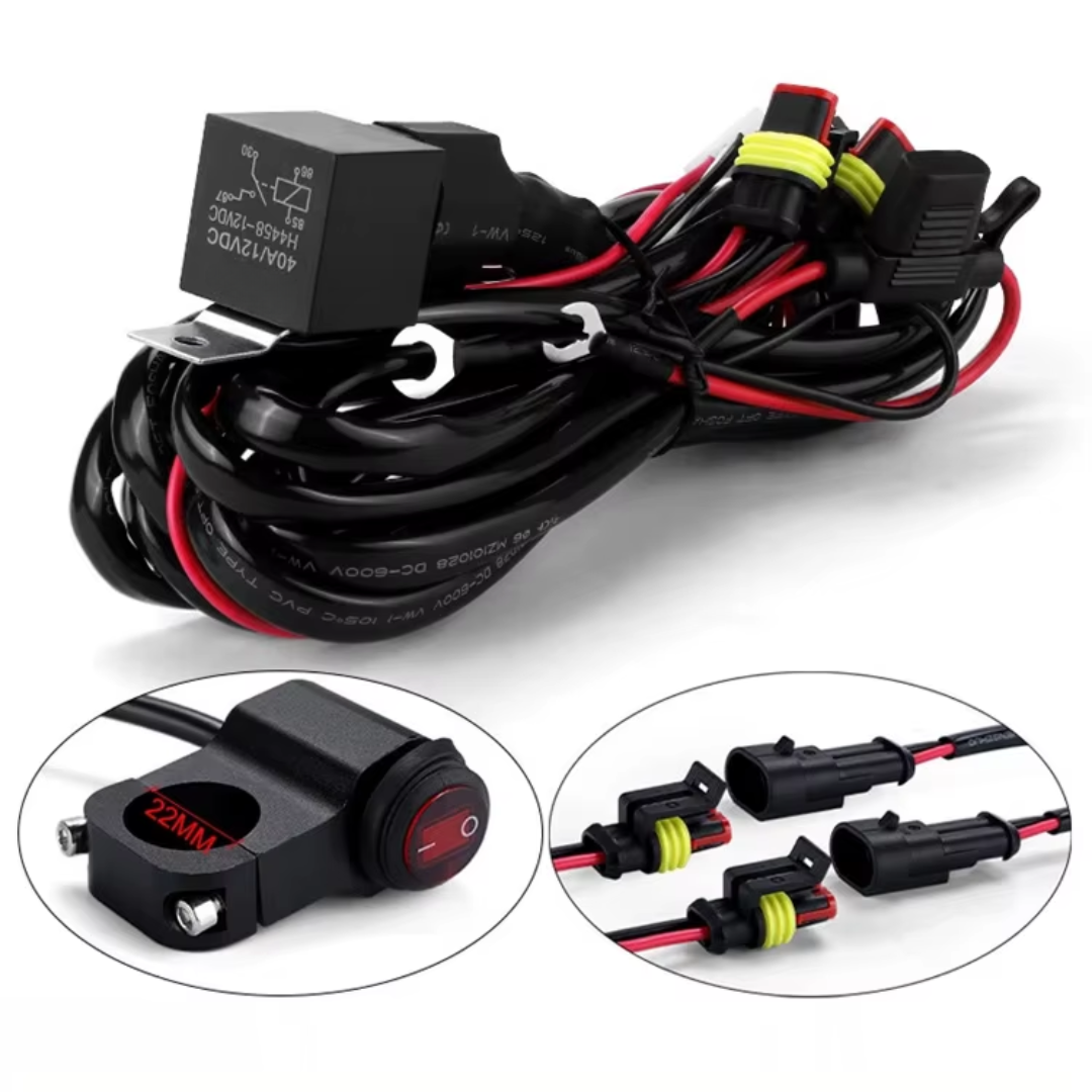 Motorcycle Wiring Harness & Handlebar Switch for Spot Light: (2.2m)