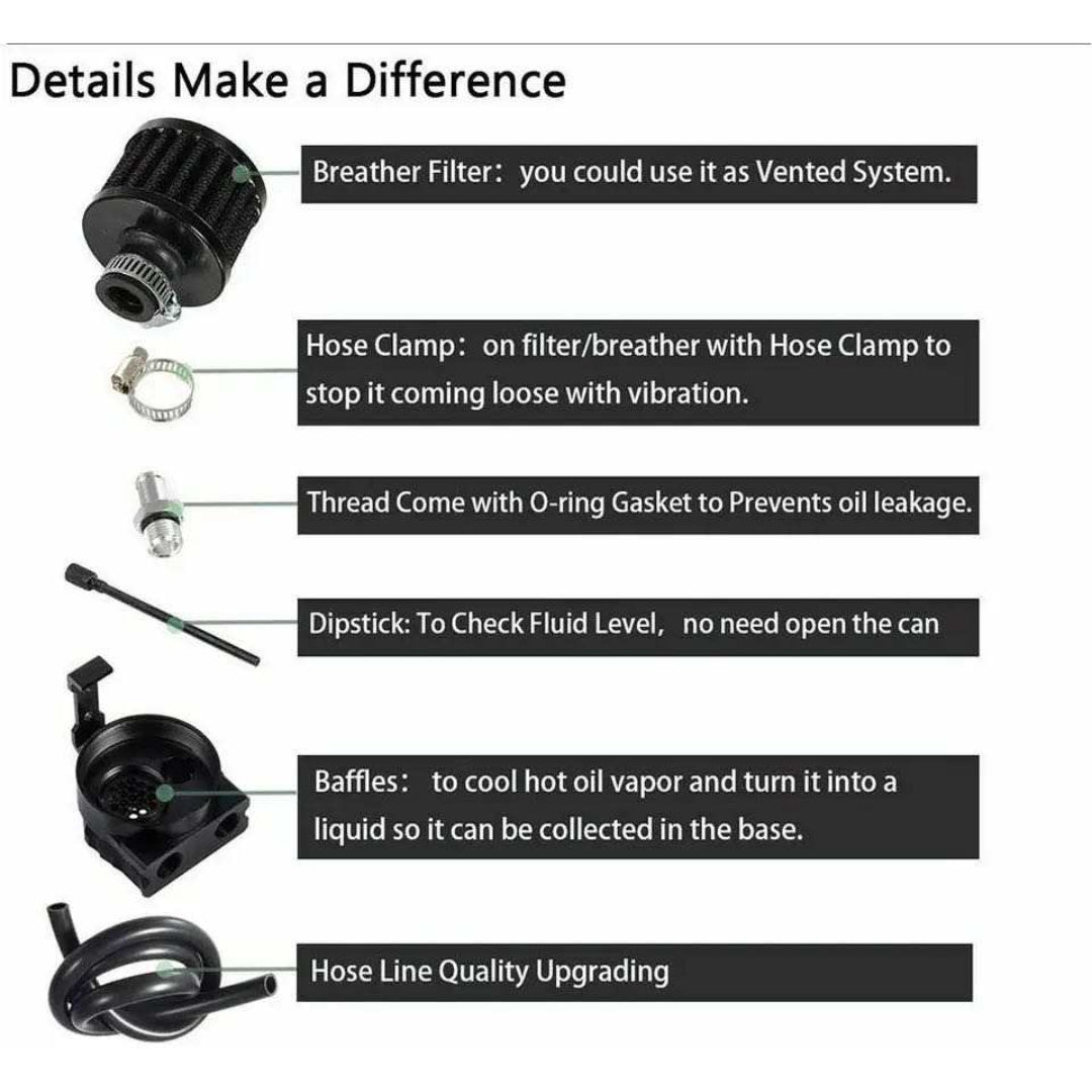 Automotive Oil Catch Can with Filter: Silver (300ml)