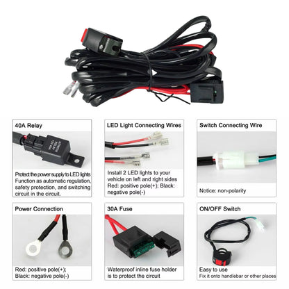 Motorcycle Spotlight Wiring Harness with Handlebar Switch (2-Light)