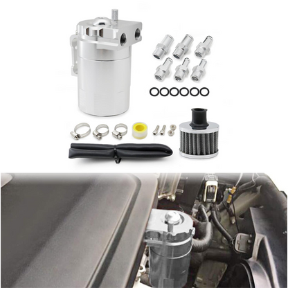 Automotive Oil Catch Can with Filter: Silver (300ml)