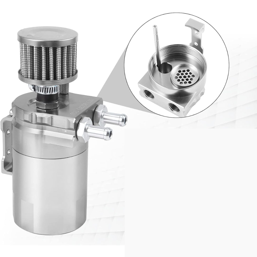 Automotive Oil Catch Can with Filter: Silver (300ml)