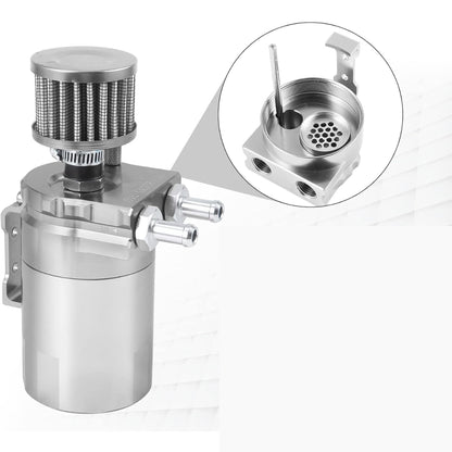 Automotive Oil Catch Can with Filter: Silver (300ml)