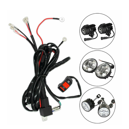 Motorcycle Spotlight Wiring Harness with Handlebar Switch (2-Light)