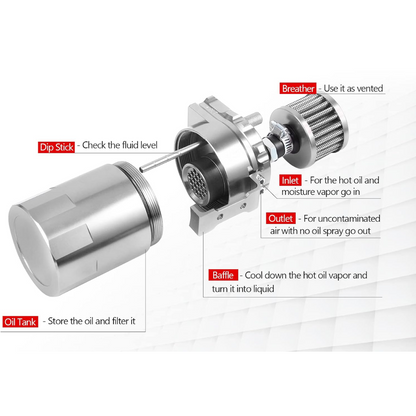 Automotive Oil Catch Can with Filter: Silver (300ml)