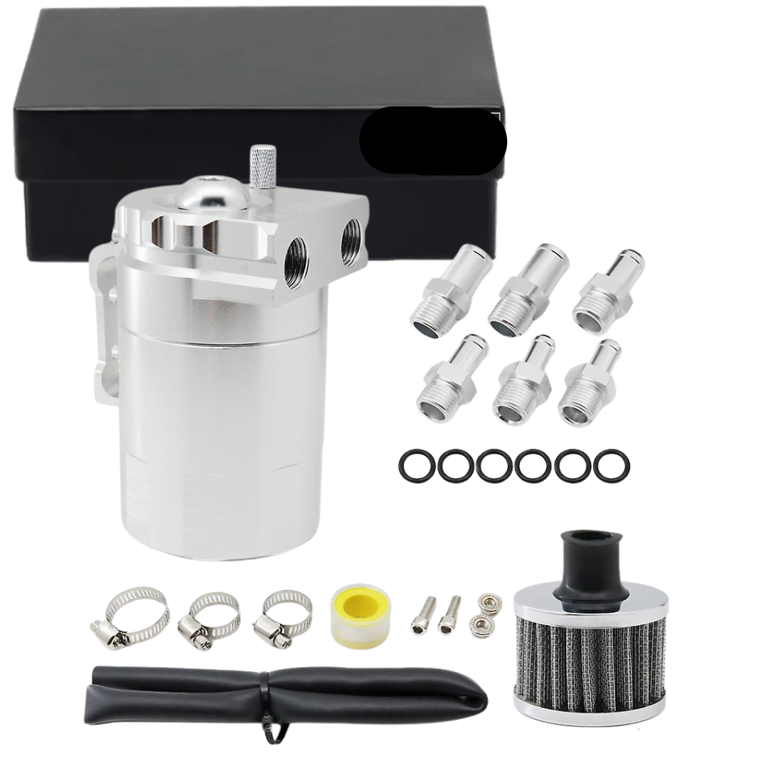 Automotive Oil Catch Can with Filter: Silver (300ml)