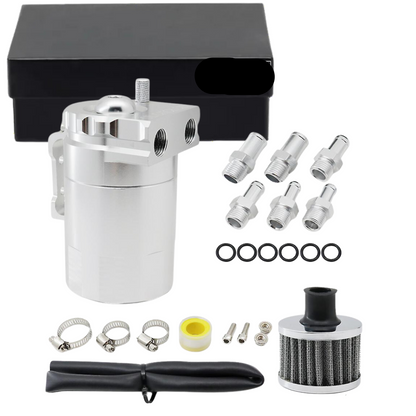 Automotive Oil Catch Can with Filter: Silver (300ml)