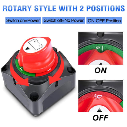 12-48V Marine/RV Battery Disconnect Switch - 90 Rotary Power Kill Switch