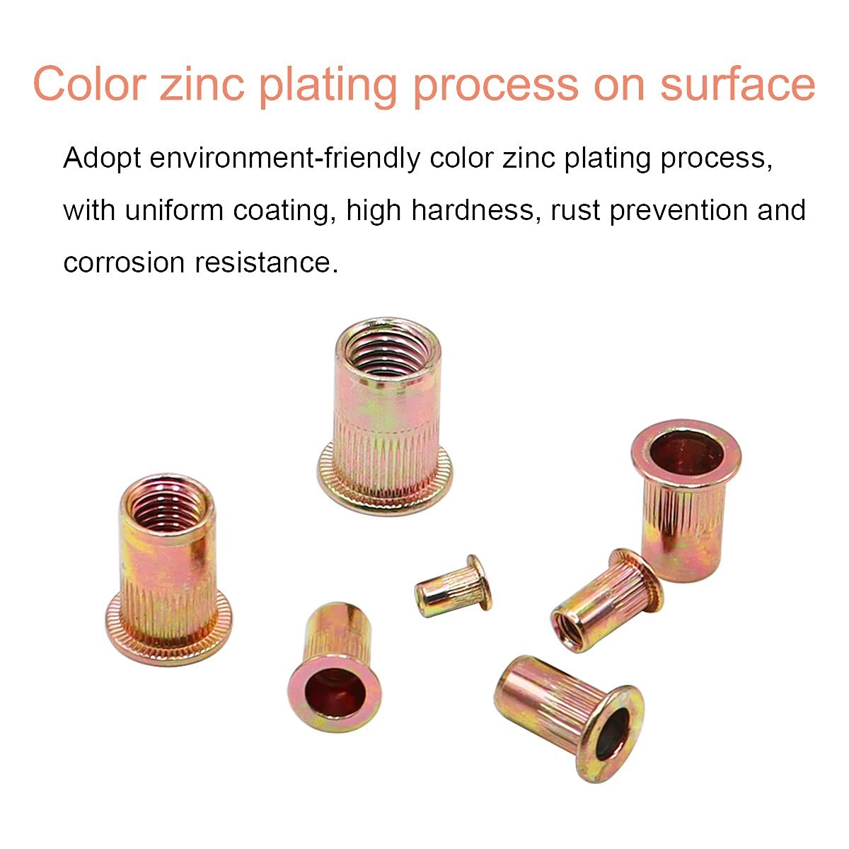 Home Tool DIY Zinc Plated Thread Nut Insert Set of 300 (M3 - M10)