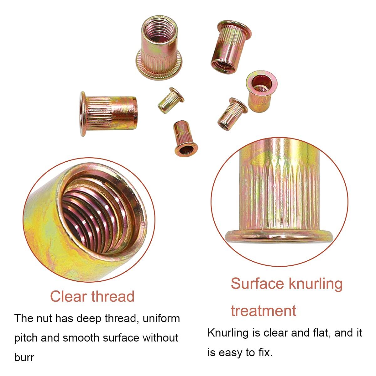 Home Tool DIY Zinc Plated Thread Nut Insert Set of 300 (M3 - M10)