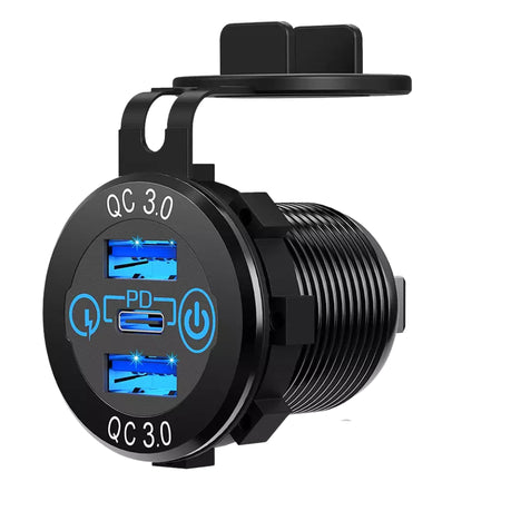 PD Type C Charger Socket & Dual Quick Charge 3.0 Ports