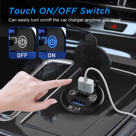 PD Type C Charger Socket & Dual Quick Charge 3.0 Ports