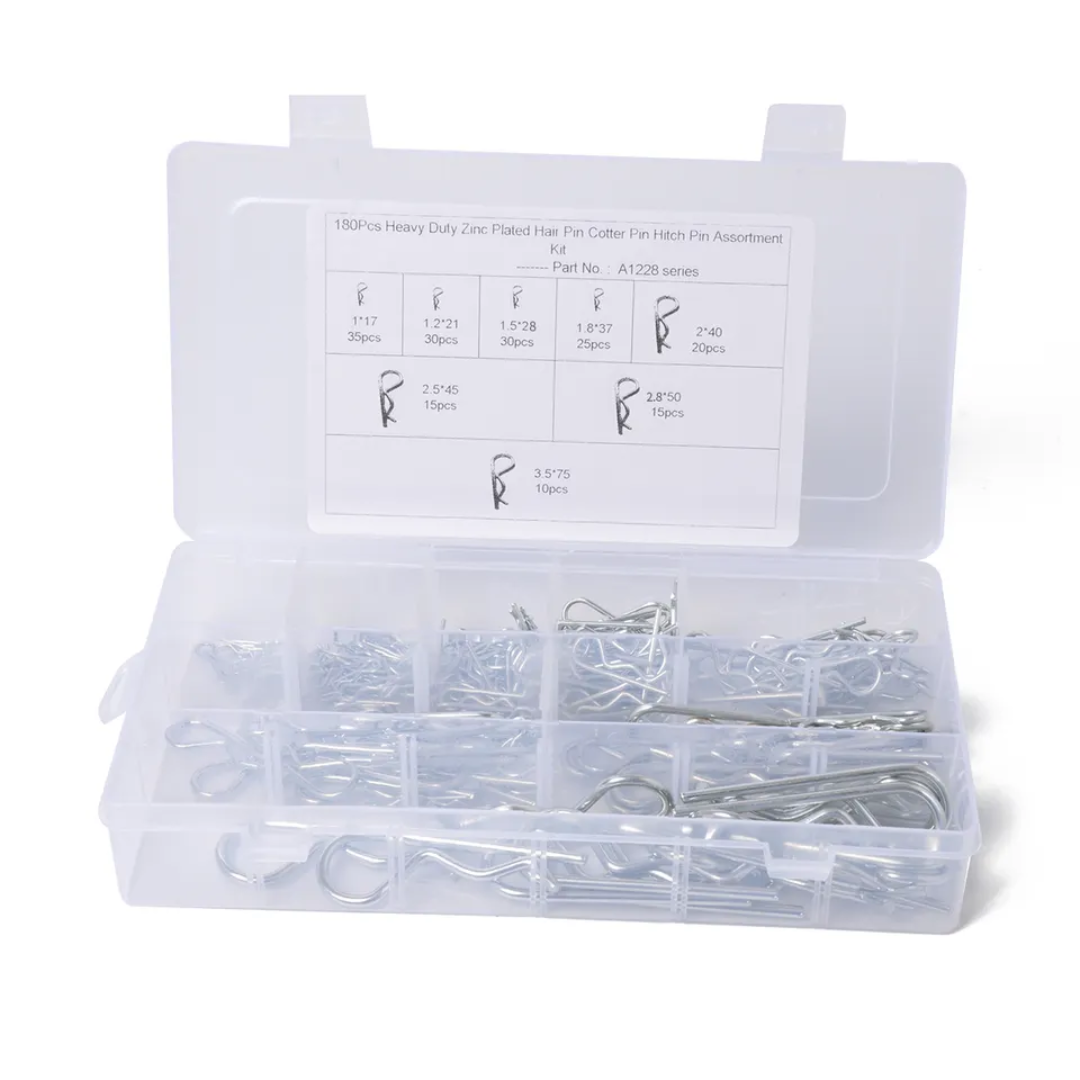 Heavy Duty Zinc Plated Hair Pin Hitch Clip Kit - 180 Pieces