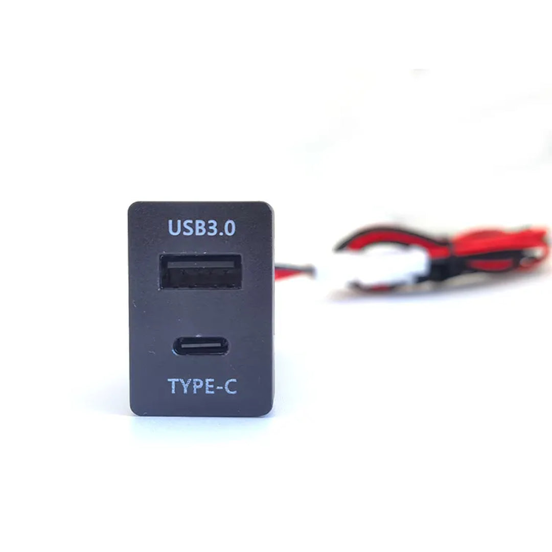 Automotive Dual Port Charger Socket: USB3.0 & Type C Compatible With Toyota Models