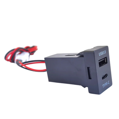 Automotive Dual Port Charger Socket: USB3.0 & Type C Compatible With Toyota Models
