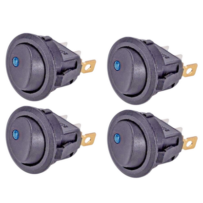 Mini Round On/Off Rocker Toggle Switch 3-Pin with LED (4-Piece)