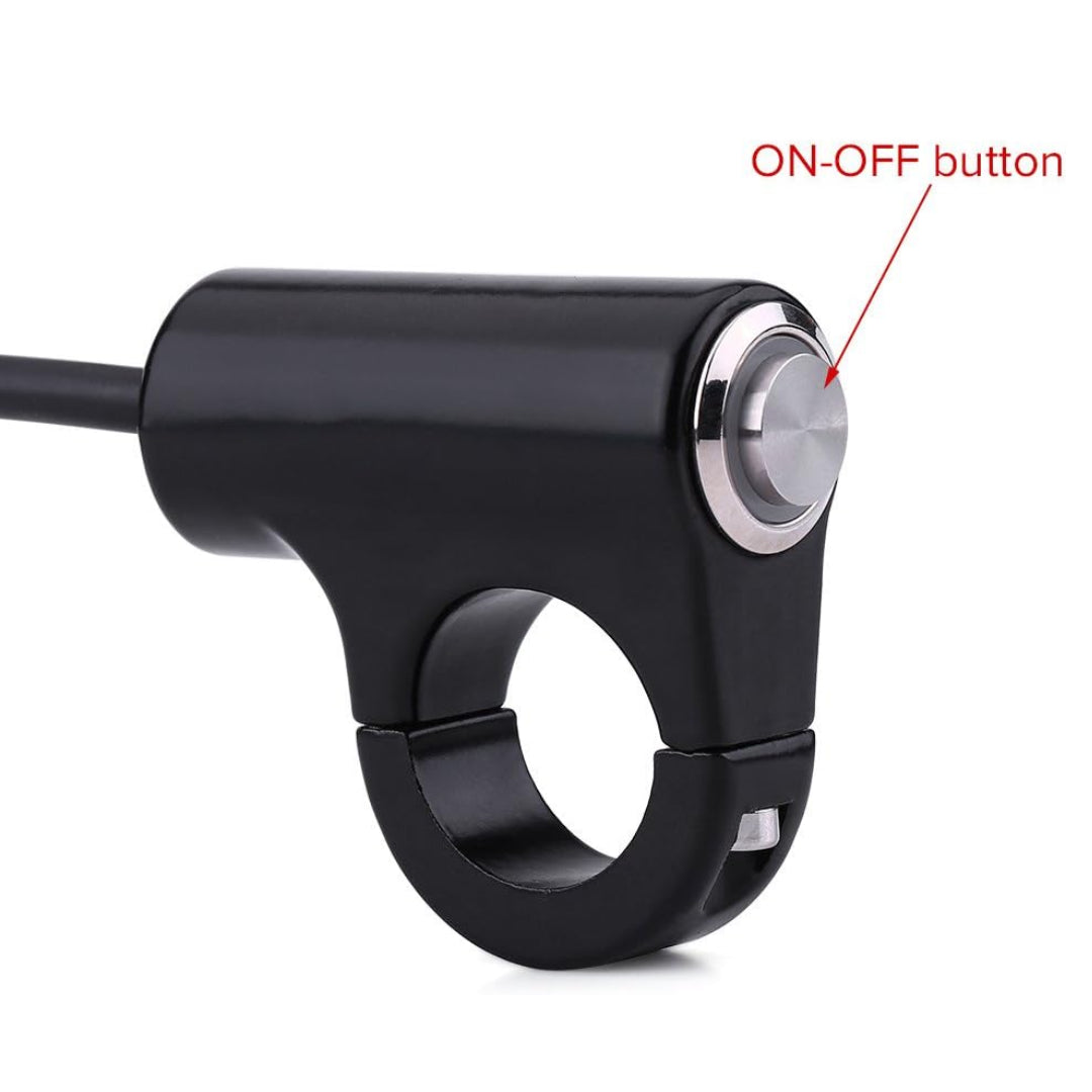 Motorcycle Handlebar Mount Switch with LED Light: 22mm - Blue