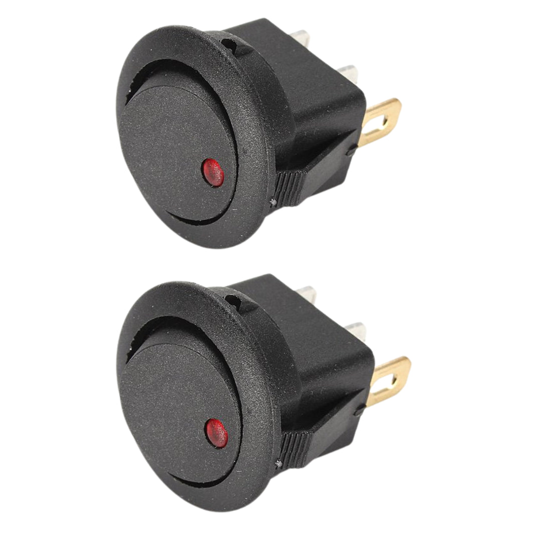 Mini Round On/Off Rocker Toggle Switch 3-Pin with LED (4-Piece)