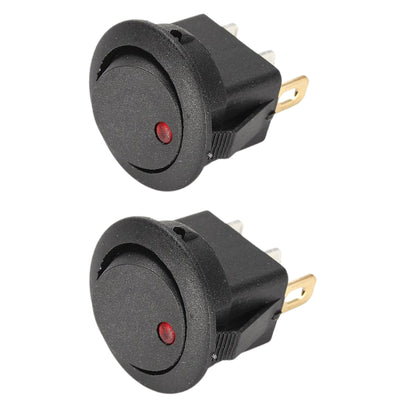 Mini Round On/Off Rocker Toggle Switch 3-Pin with LED (4-Piece)