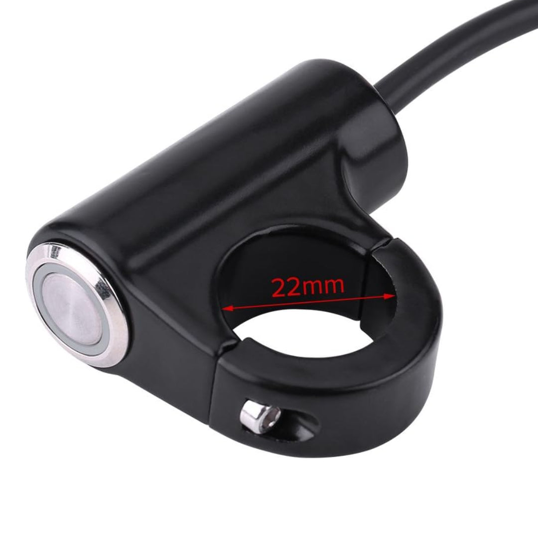 Motorcycle Handlebar Mount Switch with LED Light: 22mm - Blue