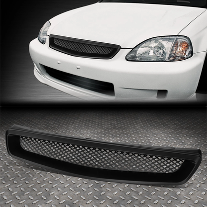 Aftermarket Black Mesh Grill Compatible with Honda Civic (1999-2000)