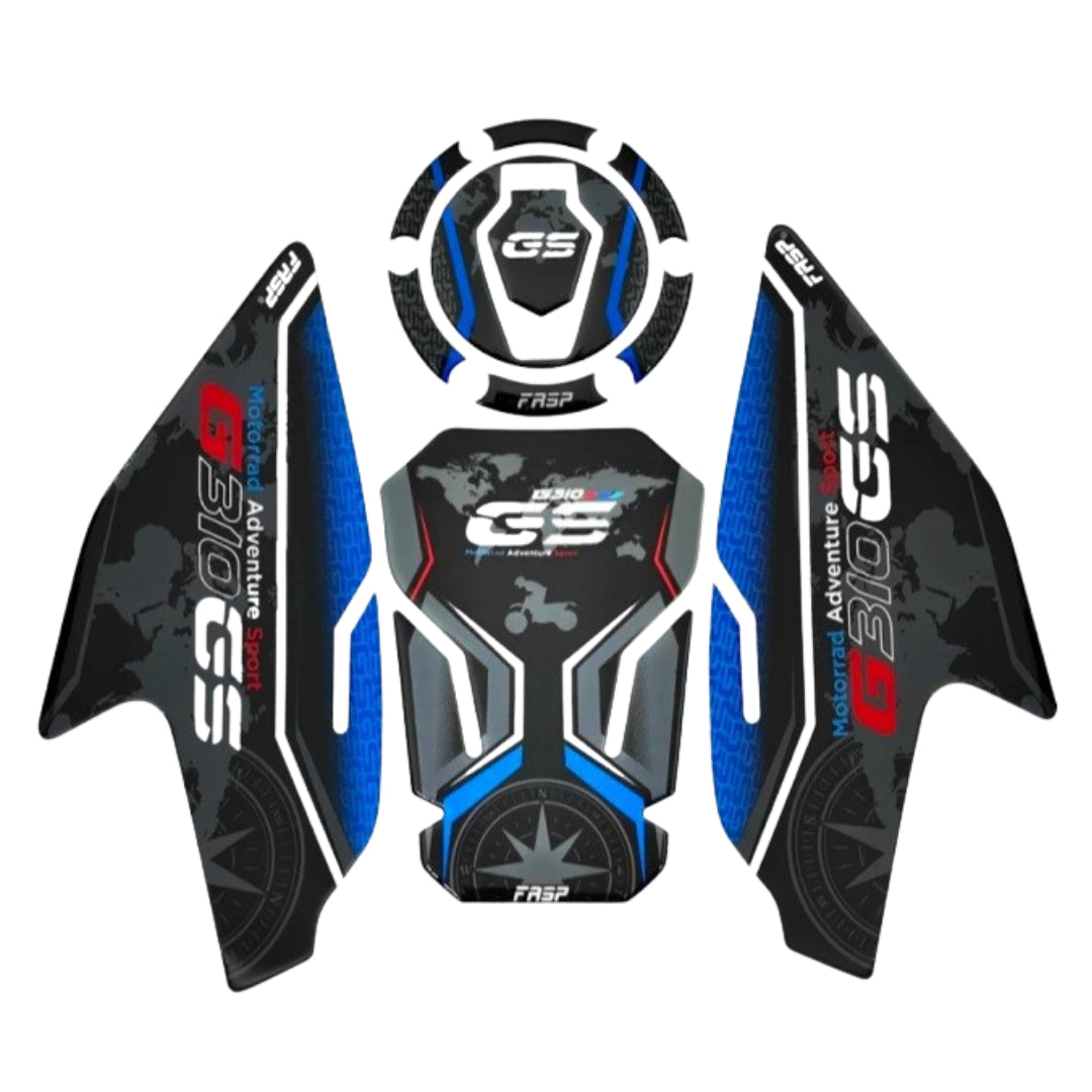 Tank, Fuel Cap & Knee Pads Sticker Pad Set: BMW G310GS (2016-)