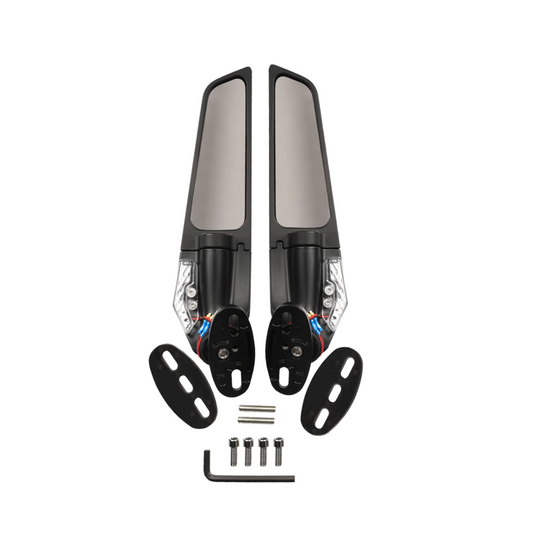 Wind Wing Motorcycle Mirror & LED Indicator (Set)
