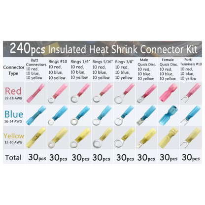 Heat Shrink Wire Connectors Electrical Terminals Kit (240 Piece)